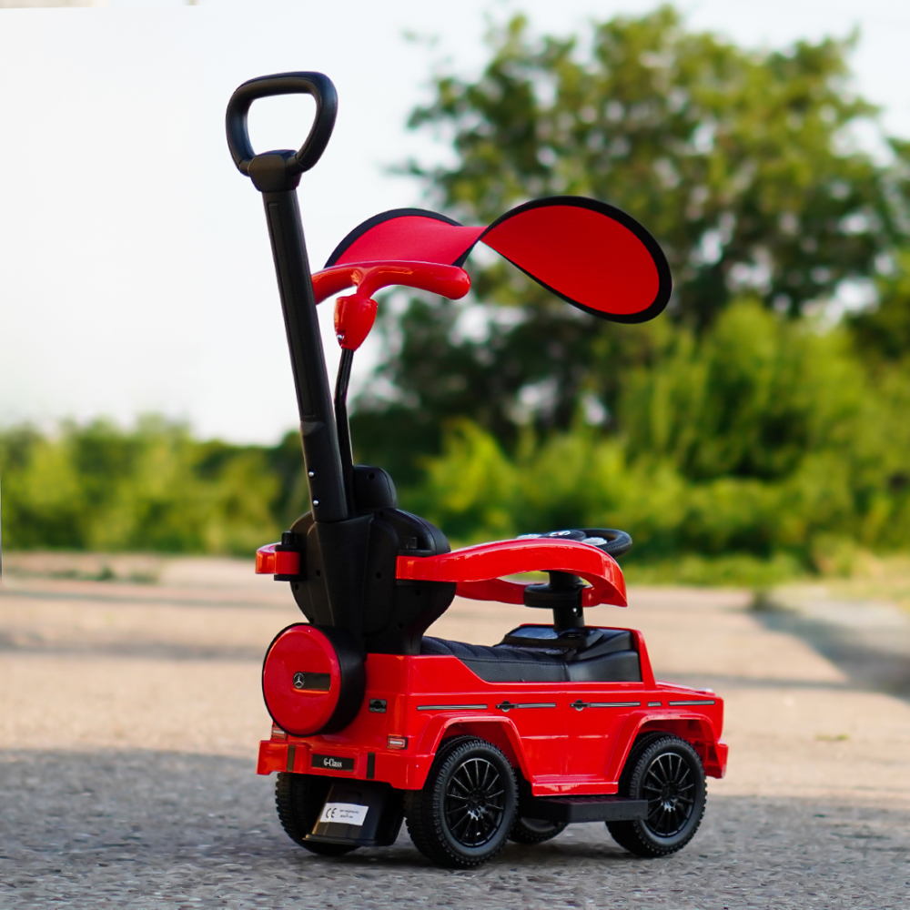 Masinuta premergator pentru copii, 2 in 1, Mercedes G350d, parasolar inclus, rosu [7]