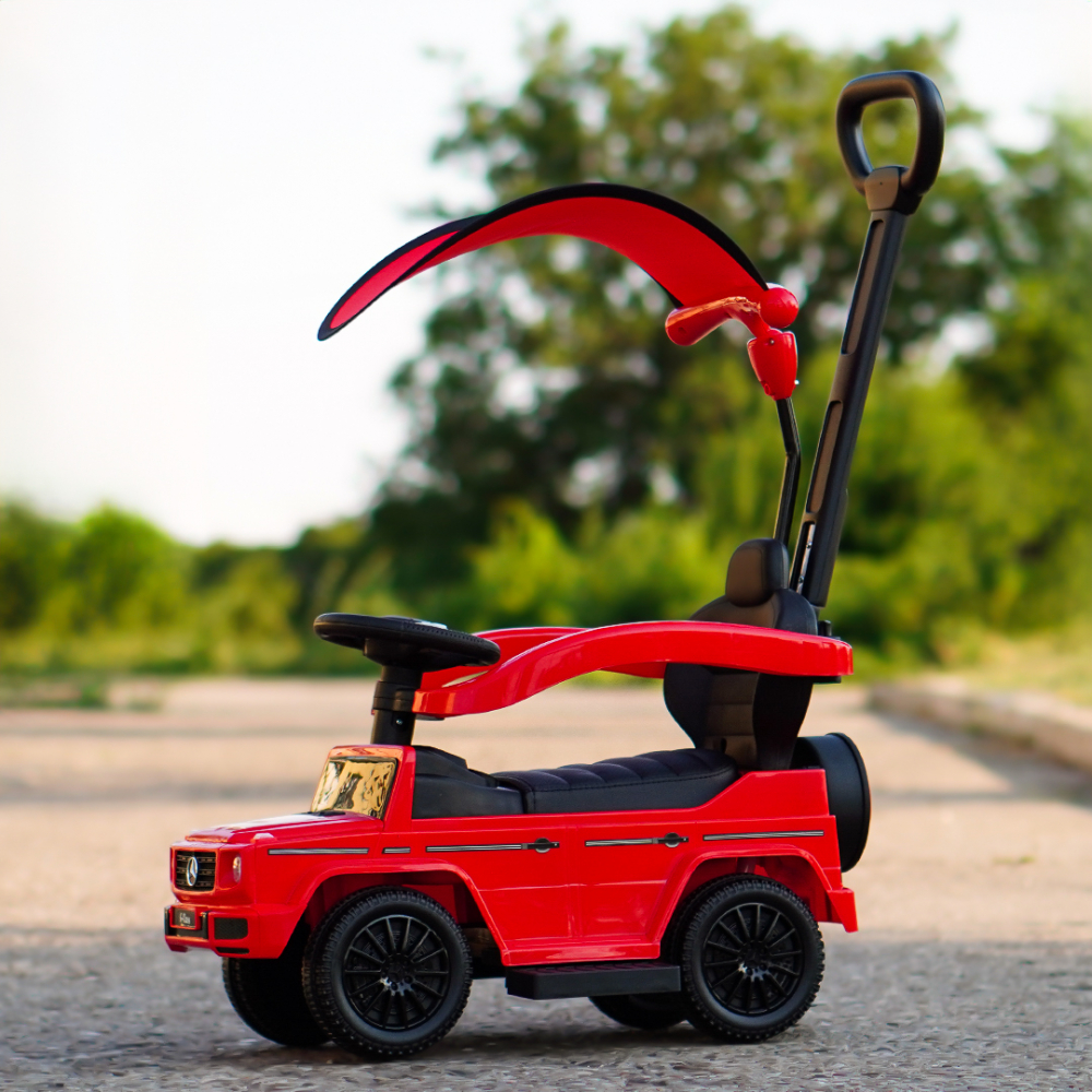 Masinuta premergator pentru copii, 2 in 1, Mercedes G350d, parasolar inclus, rosu [4]