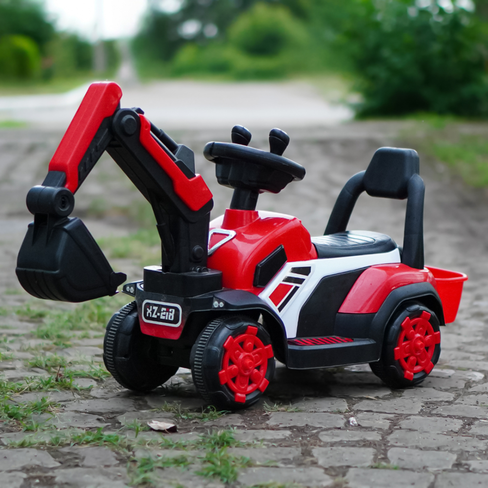 Mini excavator electric model BJXZ219, putere 35W, 6V, cu incarcator electric, rosu [4]