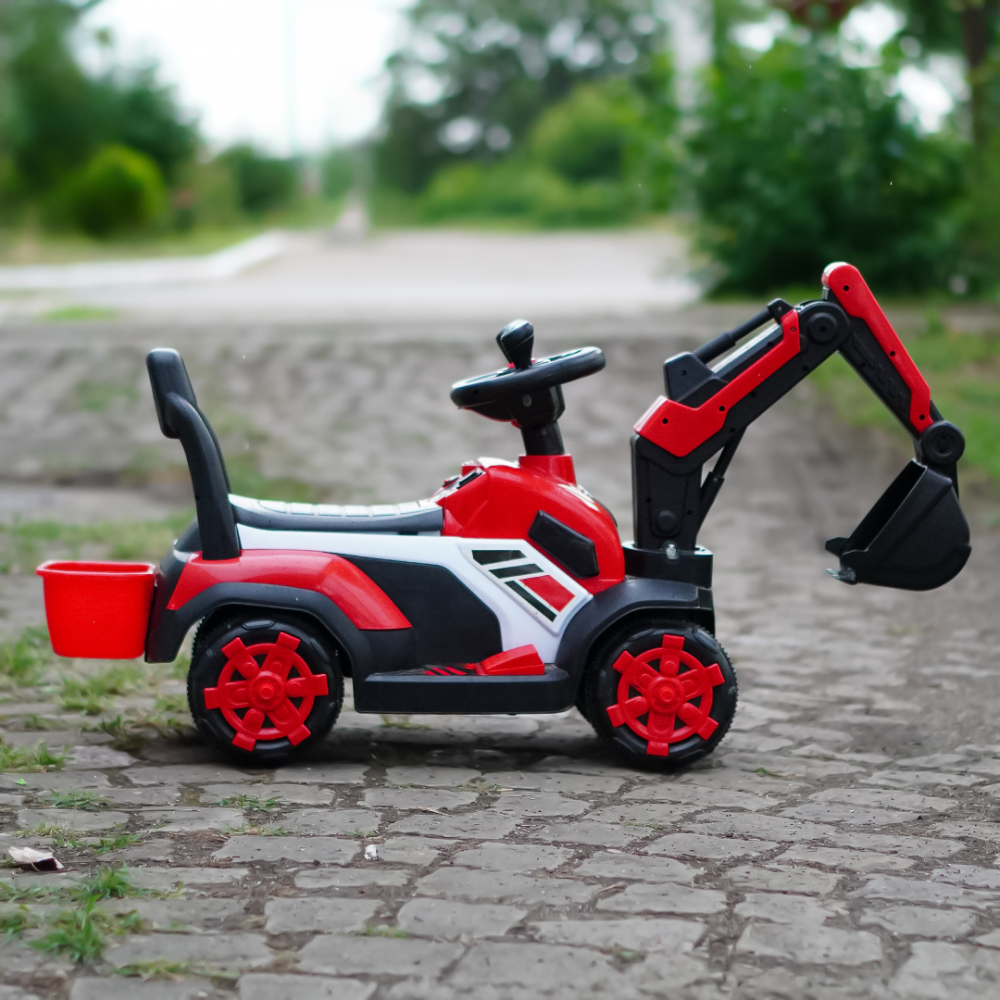 Mini excavator electric model BJXZ219, putere 35W, 6V, cu incarcator electric, rosu [8]