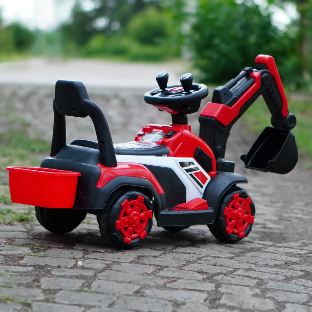 Mini excavator electric model BJXZ219, putere 35W, 6V, cu incarcator electric, rosu [7]