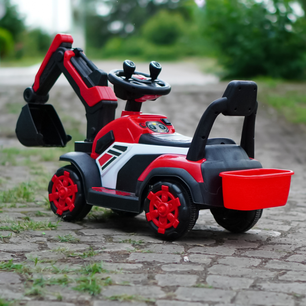 Mini excavator electric model BJXZ219, putere 35W, 6V, cu incarcator electric, rosu [6]