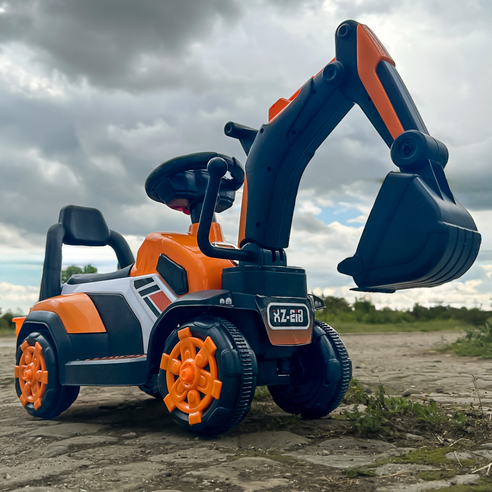 Mini excavator pentru copii, BJXZ216 cu incarcator manual, portocaliu [2]