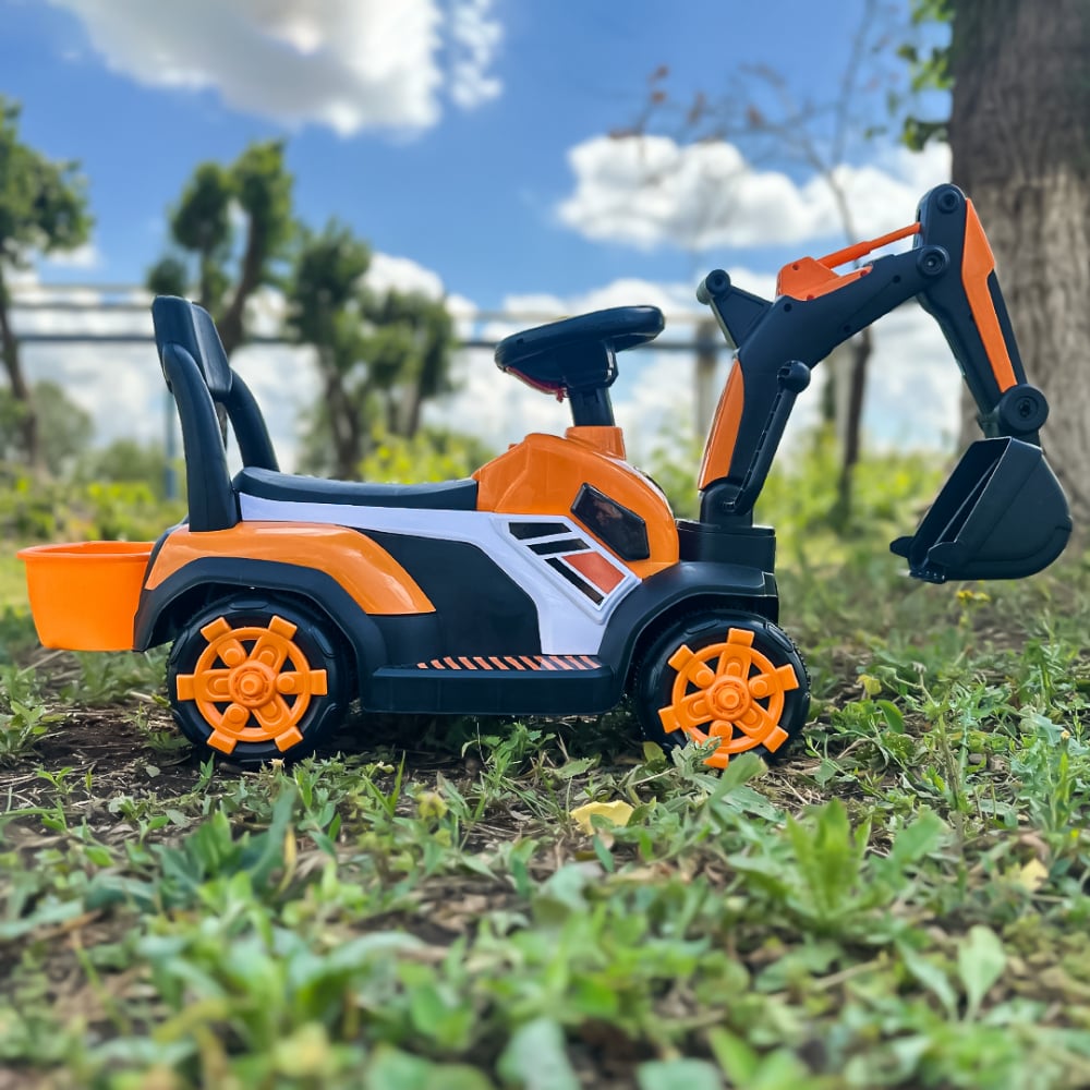Mini excavator pentru copii, BJXZ216 cu incarcator manual, portocaliu [9]