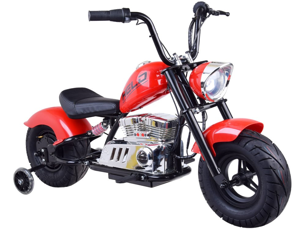 Electric ride-on motorcycle for 5 - 9 years, model Old-School, 300W, 24V, inflatable wheels, upholstered seat, premium, red [1]