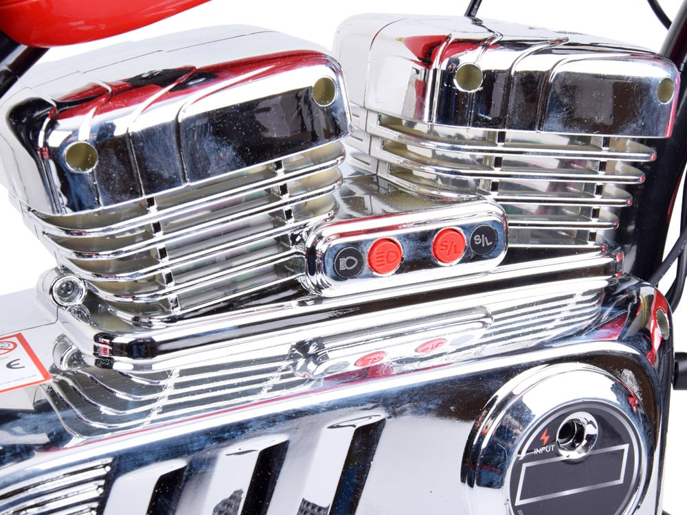 Electric ride-on motorcycle for 5 - 9 years, model Old-School, 300W, 24V, inflatable wheels, upholstered seat, premium, red [9]