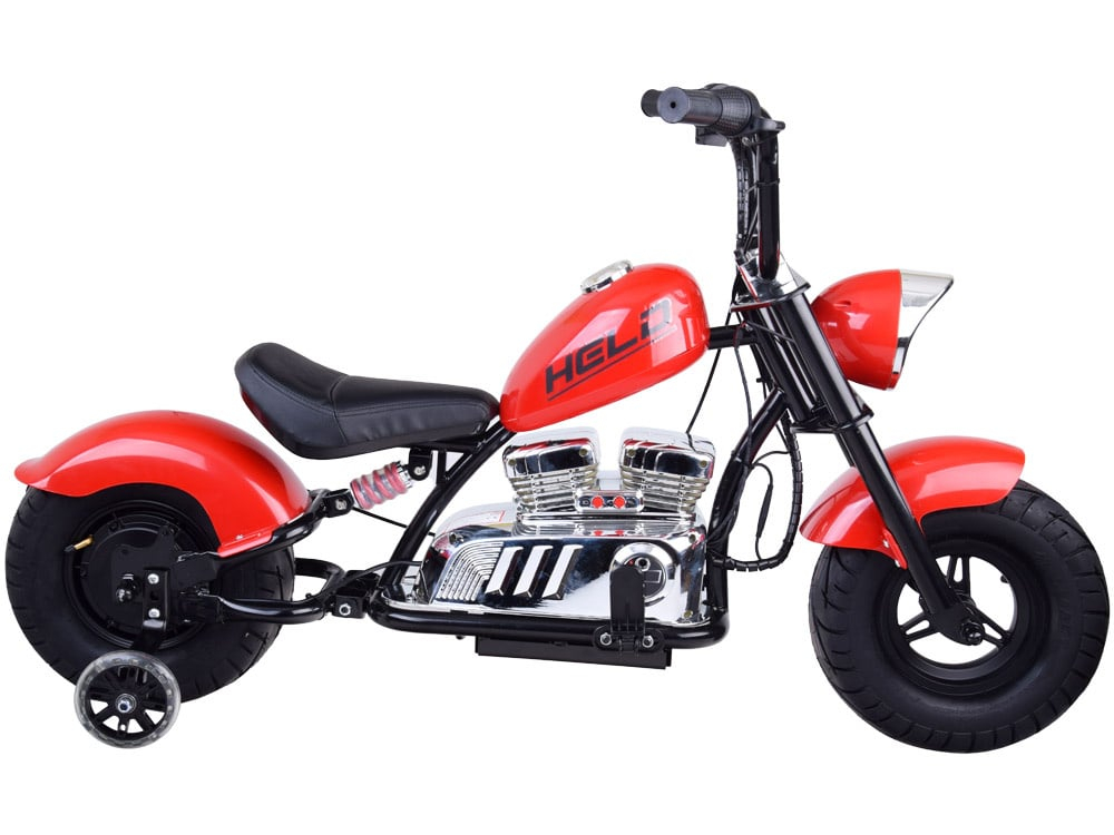 Electric ride-on motorcycle for 5 - 9 years, model Old-School, 300W, 24V, inflatable wheels, upholstered seat, premium, red [4]