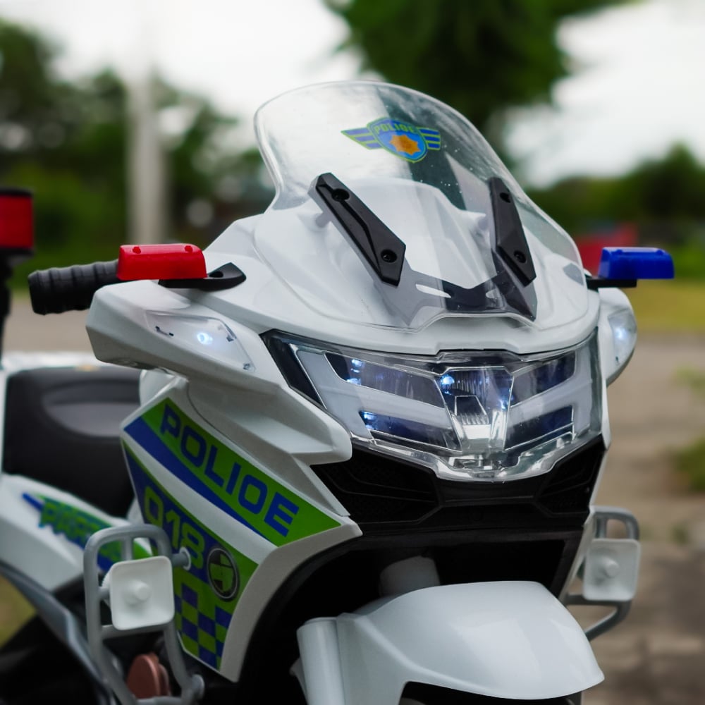 Motocicleta cu 3 roti de politie BJML5188, 60W, baterie 6V, scaun tapitat, alba [11]