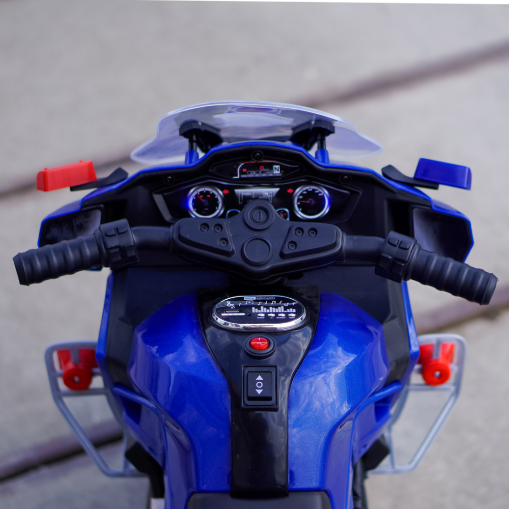 Motocicleta cu 3 roti de politie BJML5188, 60W, baterie 6V, scaun tapitat, albastra [11]