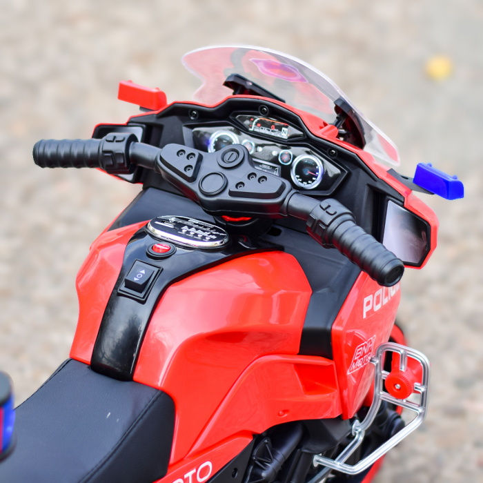 Motocicleta cu 3 roti de politie BJML5188, 60W, baterie 6V, scaun tapitat, rosie [10]