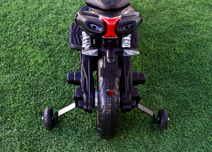 Licensed electric ride-on motorcycle, Aprilia Dorsoduro 900, 60W 12V, leather seat, black [5]