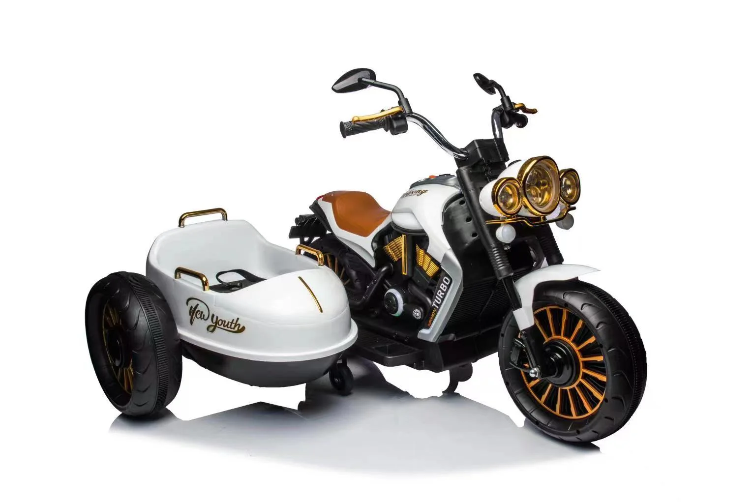 Motocicleta electrica BJDL1588 cu atasament,  55W, 12V 7Ah, premium, alba [2]