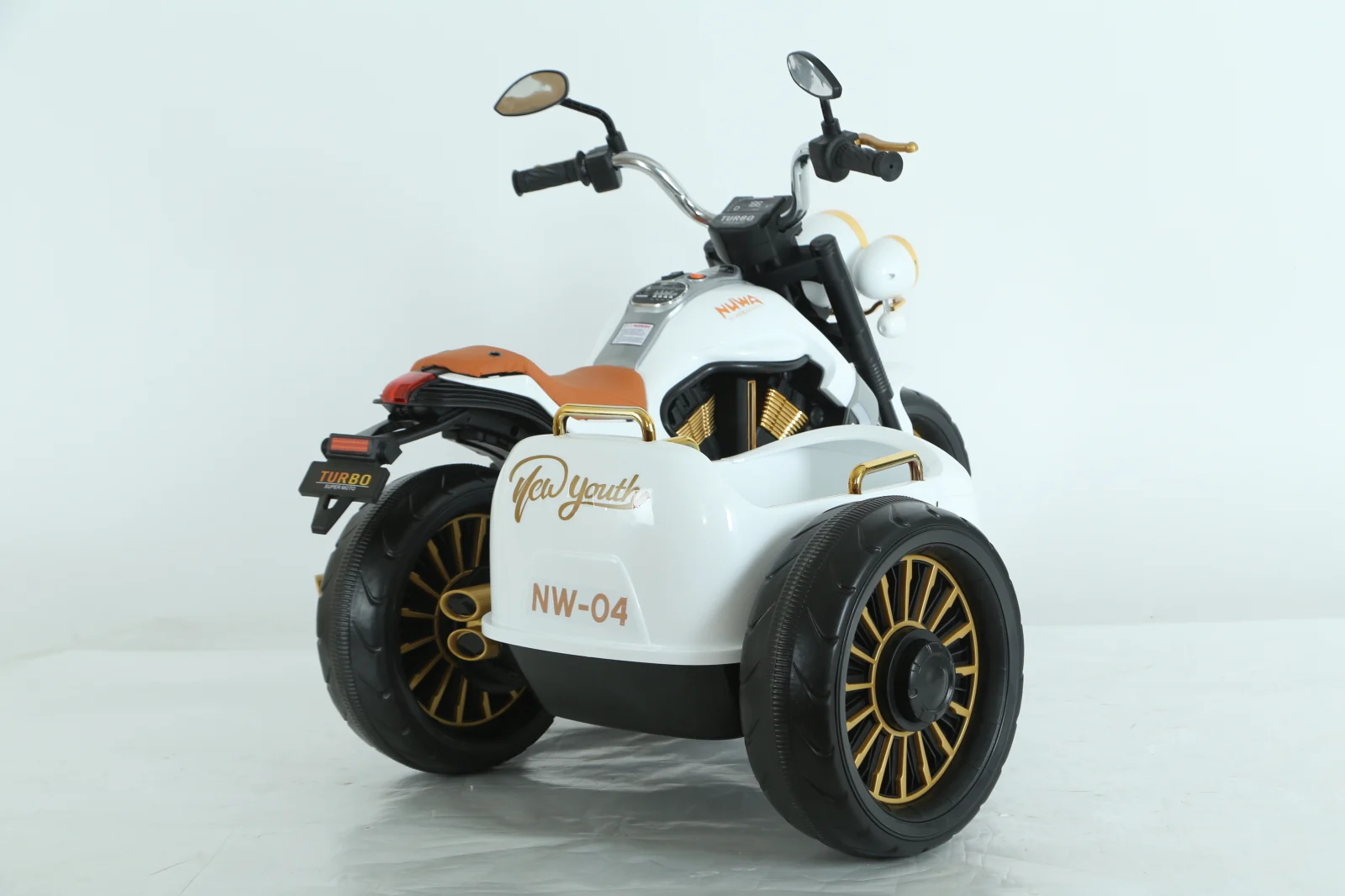 Motocicleta electrica BJDL1588 cu atasament,  55W, 12V 7Ah, premium, alba [6]