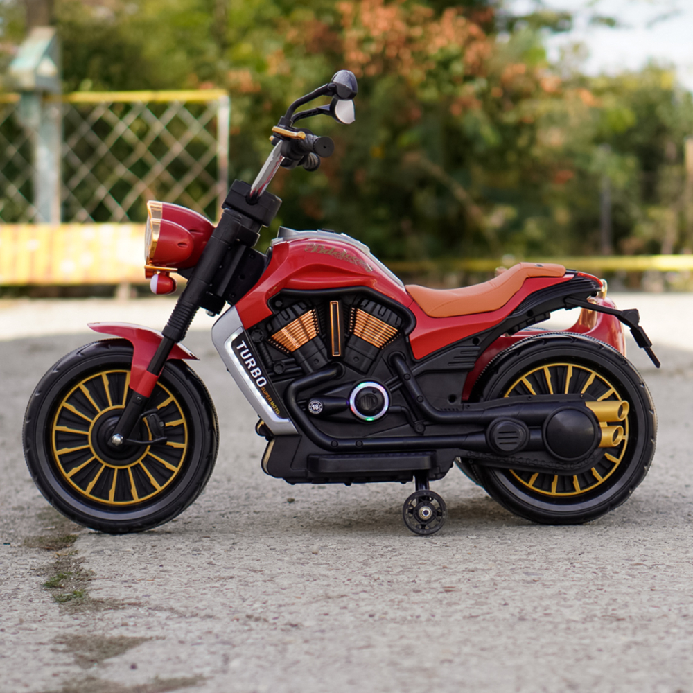 Motocicleta electrica BJDL1588 cu atasament,  55W, 12V 7Ah, premium, rosie [8]