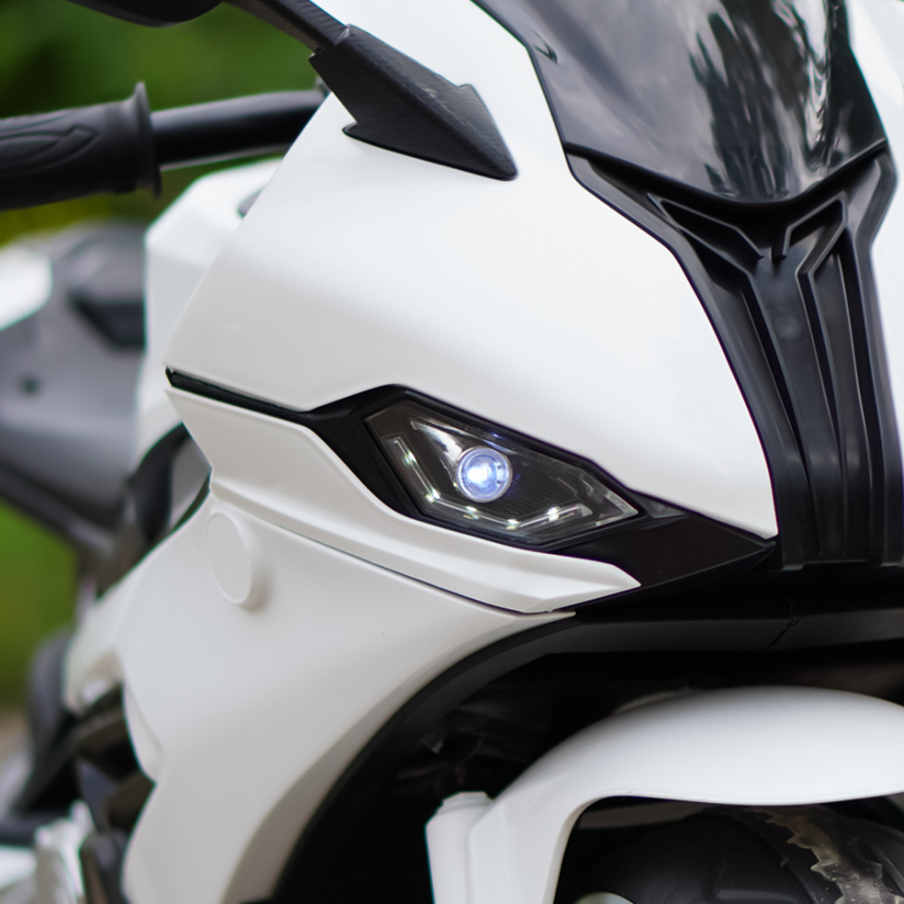 Motocicleta electrica copii,  B919, bluetooth, 90W, baterie 12V, alba [8]