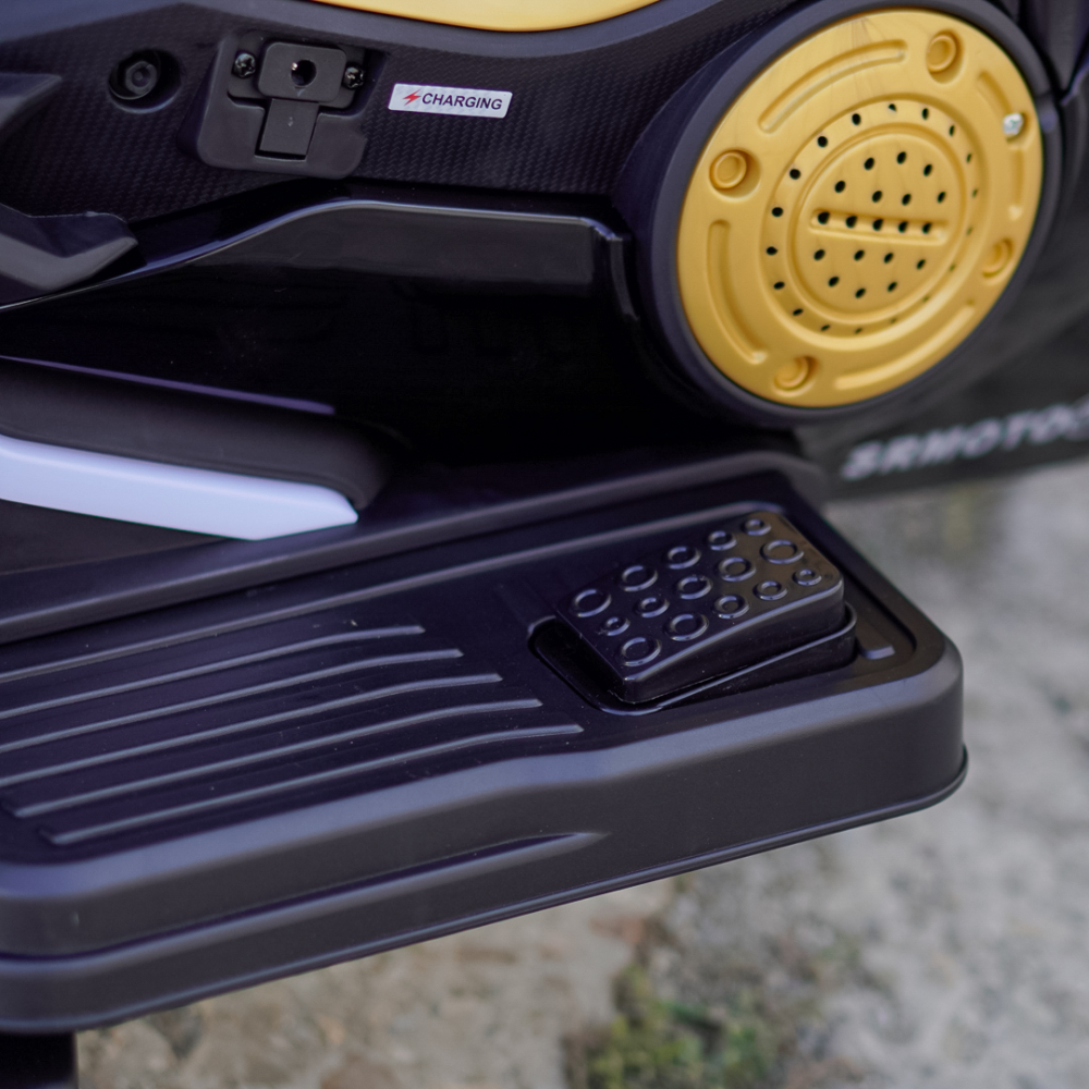 Motocicleta electrica copii R9, 150W, 24V, roti moi, scaun tapitat, neagra [13]