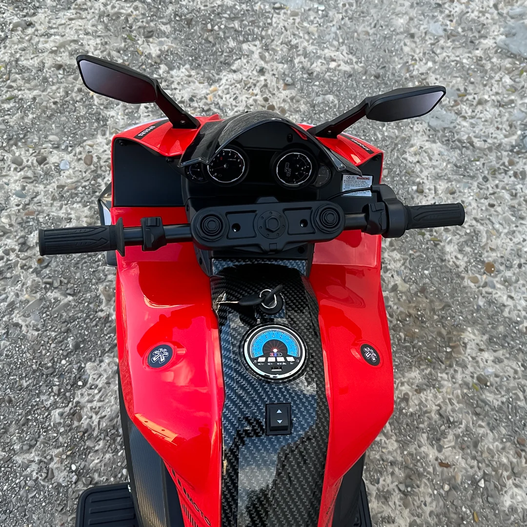 Motocicleta electrica copii R9, 150W, 24V, roti moi, scaun tapitat, rosie [10]