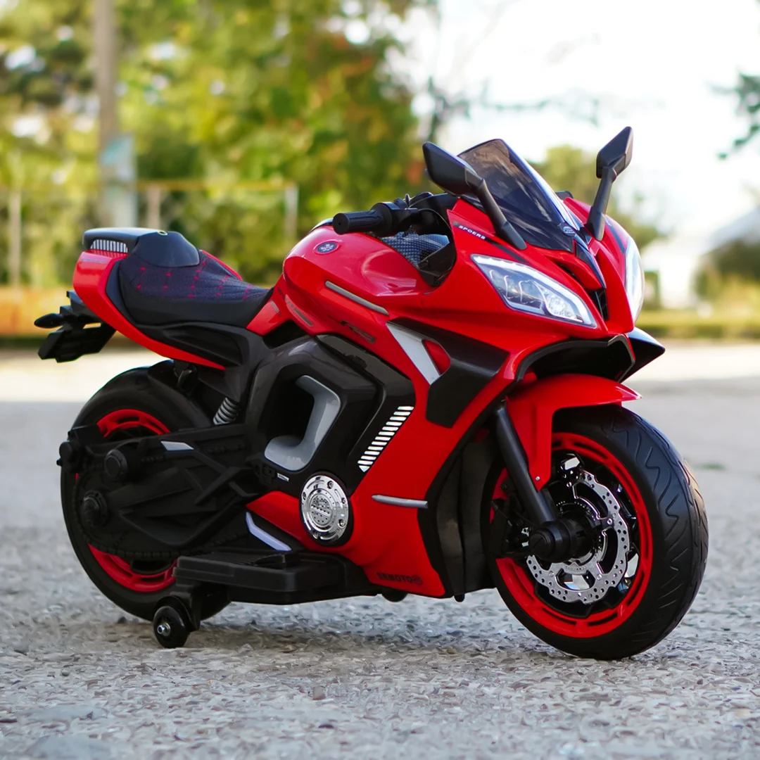 Motocicleta electrica copii R9, 150W, 24V, roti moi, scaun tapitat, rosie [8]