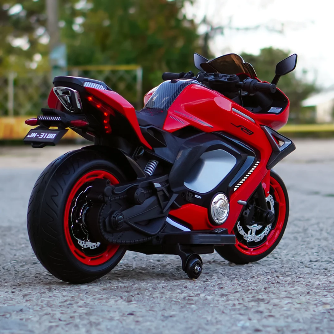 Motocicleta electrica copii R9, 150W, 24V, roti moi, scaun tapitat, rosie [11]