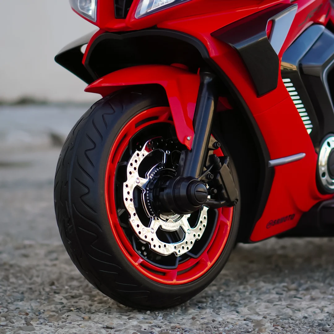 Motocicleta electrica copii R9, 150W, 24V, roti moi, scaun tapitat, rosie [5]