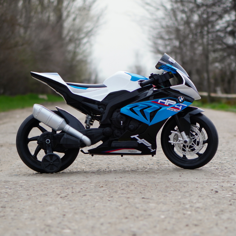 Motocicleta electrica cu licenta BMW HP4, pentru copil 3-9 ani, albastra [7]