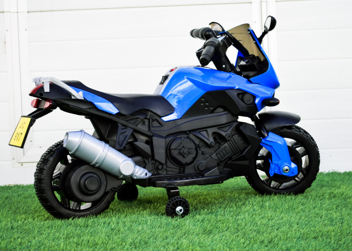 Electric motorcycle with auxiliary wheels Kinderauto BJ917 35W 6V Blue color [7]