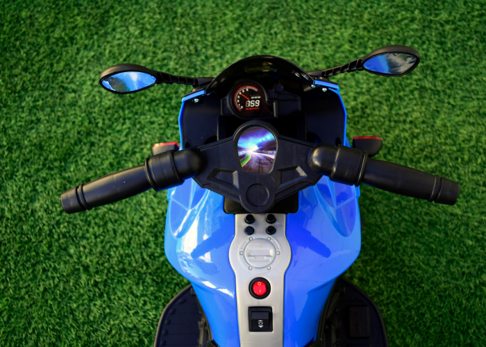 Electric motorcycle with auxiliary wheels Kinderauto BJ917 35W 6V Blue color [8]