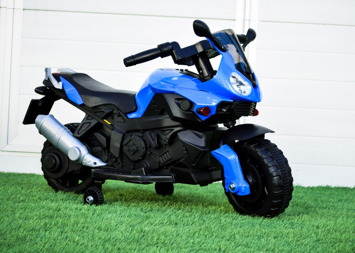 Electric motorcycle with auxiliary wheels Kinderauto BJ917 35W 6V Blue color [4]