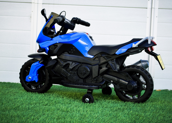 Electric motorcycle with auxiliary wheels Kinderauto BJ917 35W 6V Blue color [6]