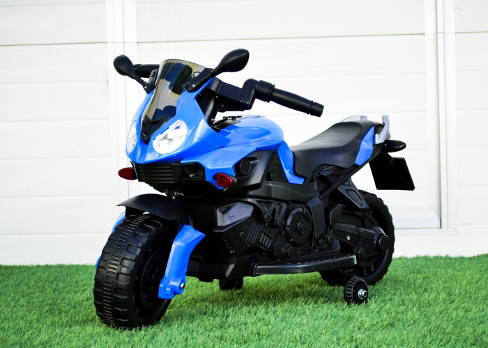 Electric motorcycle with auxiliary wheels Kinderauto BJ917 35W 6V Blue color [2]