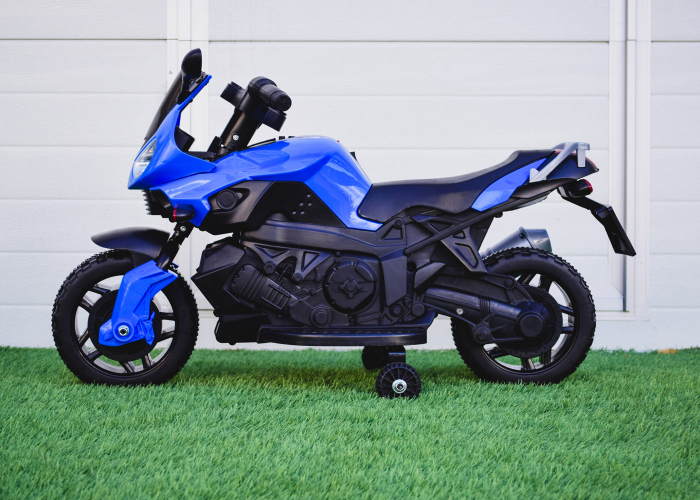 Electric motorcycle with auxiliary wheels Kinderauto BJ917 35W 6V Blue color [5]