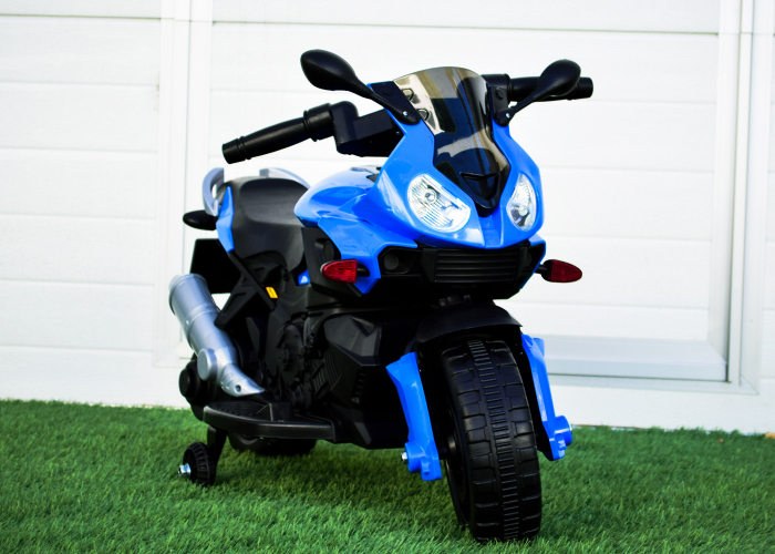 Electric motorcycle with auxiliary wheels Kinderauto BJ917 35W 6V Blue color [3]