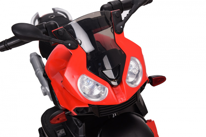 Electric ride-on motorcycle with auxiliary wheels BJ917 35W 6V, red [9]