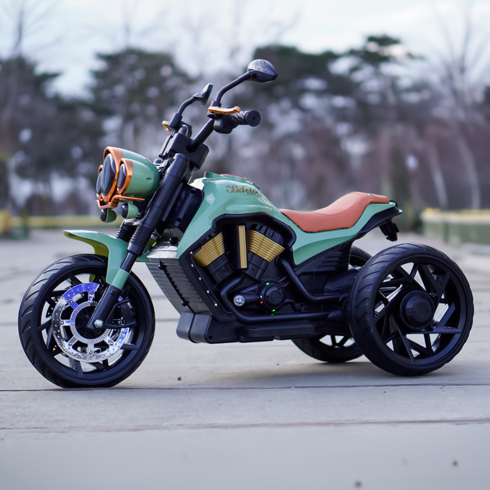 Motocicleta electrica Jocker cu 3 roti, telecomanda inclusa, 70W, echipare, premium, verde [10]