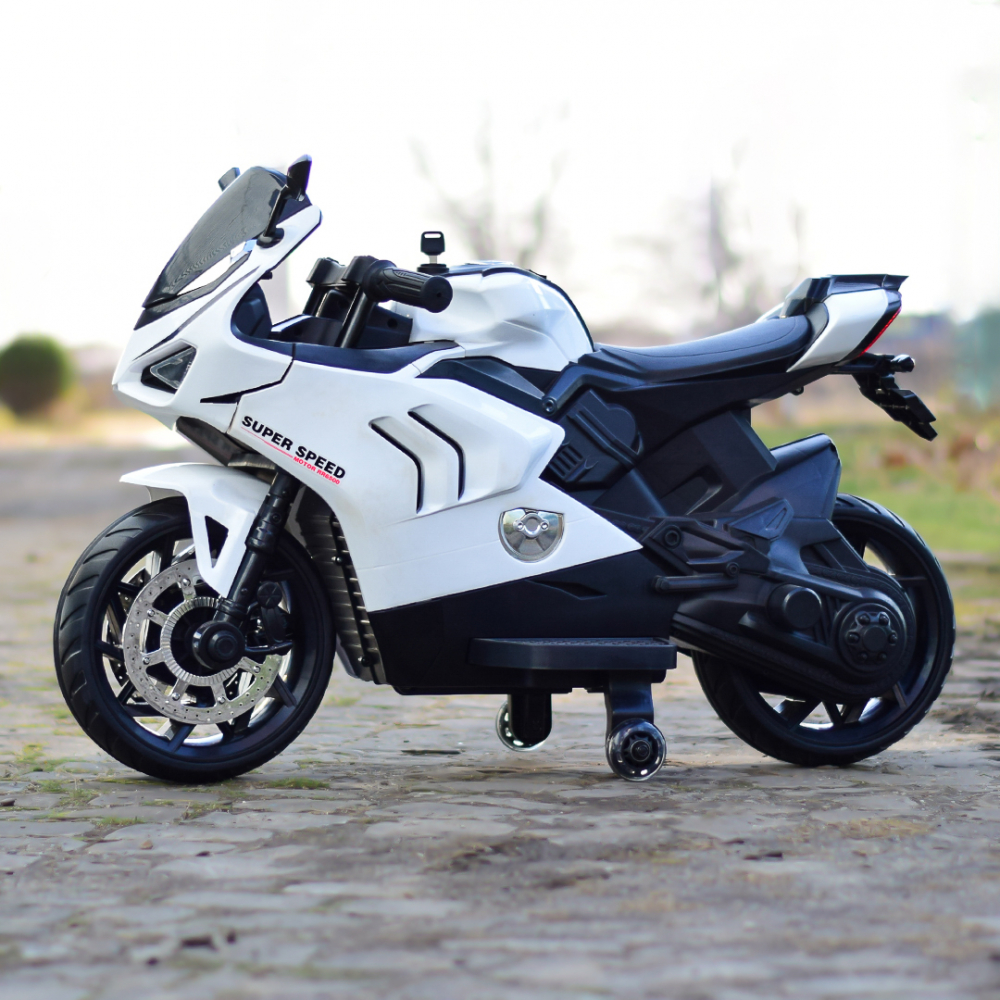 Motocicleta electrica pentru BDQ888, 70W 12V, cu roti moi, bluetooth, alba [4]