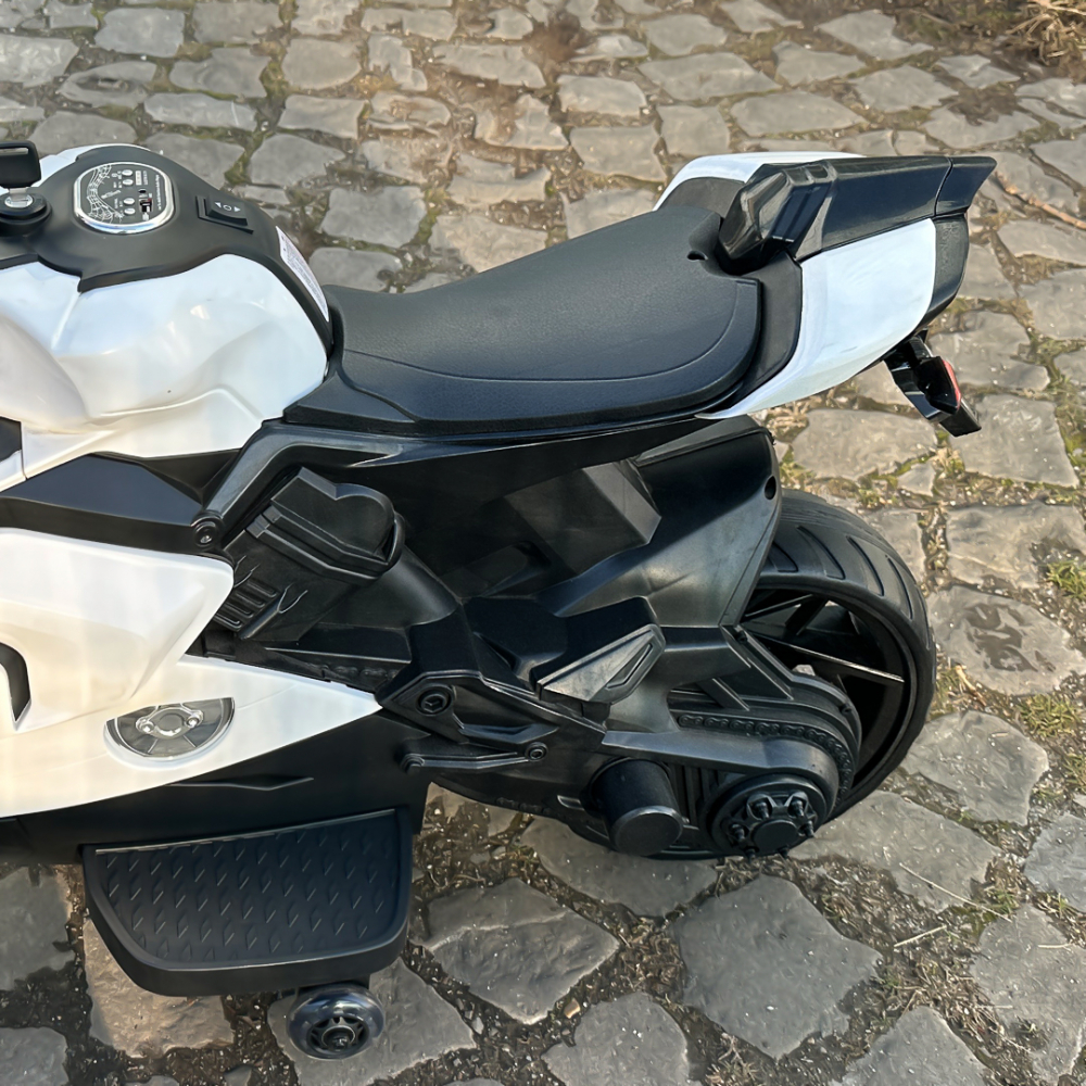 Motocicleta electrica pentru BDQ888, 70W 12V, cu roti moi, bluetooth, alba [12]