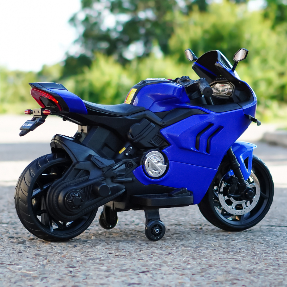 Motocicleta electrica pentru BDQ888, 70W 12V, cu roti moi, bluetooth, albastra [9]