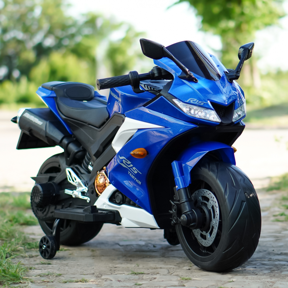 Motocicleta electrica pentru copii 3-9 ani, SuperBike TR15, PREMIUM, albastra [2]