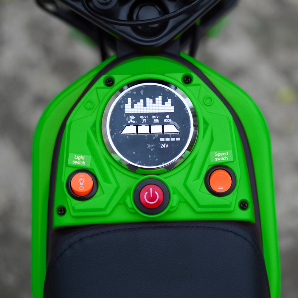 Motocicleta electrica pentru copii 5-10 ani, Enduro, 350W, 24V, scaun tapitat,  verde [10]