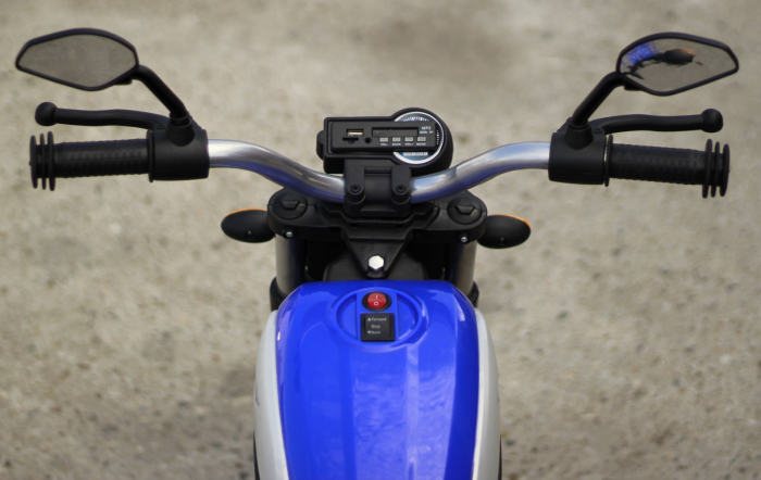 Kids ride-on electric motorbike BT307 with auxiliary wheels, 60W, inflatable wheels, blue [9]