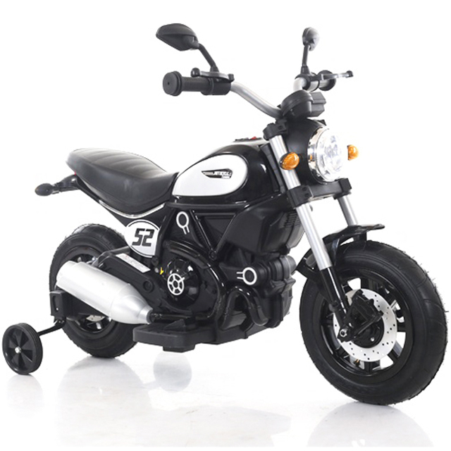 Kids ride-on electric motorbike BT307 with auxiliary wheels, 60W, inflatable wheels, black [2]