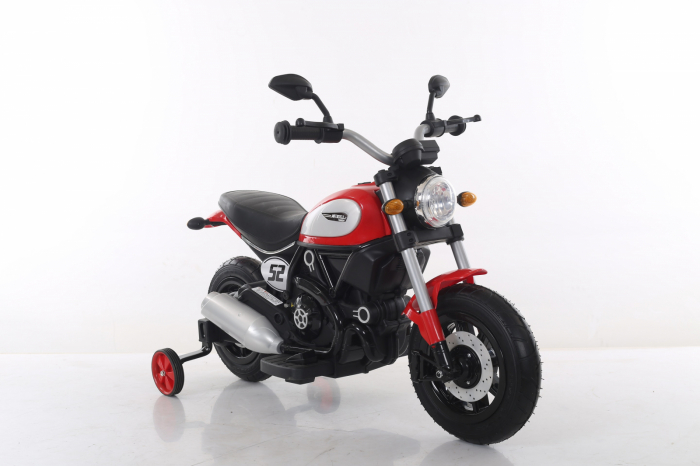 Kids ride-on electric motorbike BT307 with auxiliary wheels, 60W, inflatable wheels, red [10]