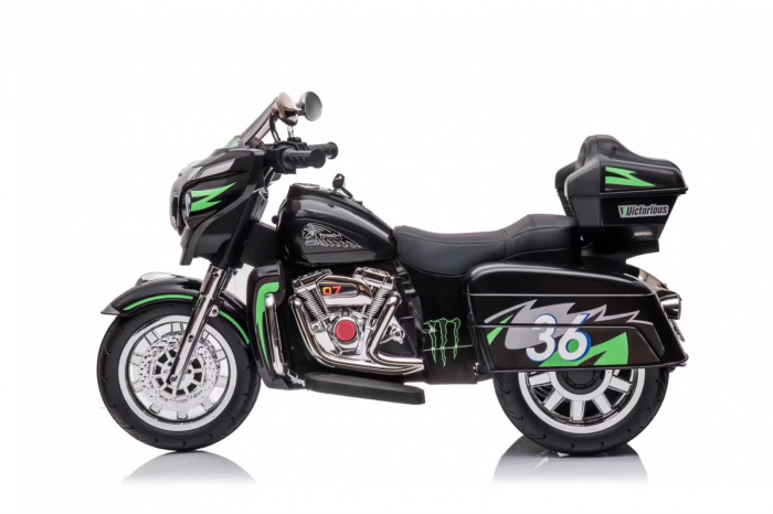 Children's ride on electric motorcycle Chopper Victorius R1800GS, 70W 12V, music player, #Black [2]