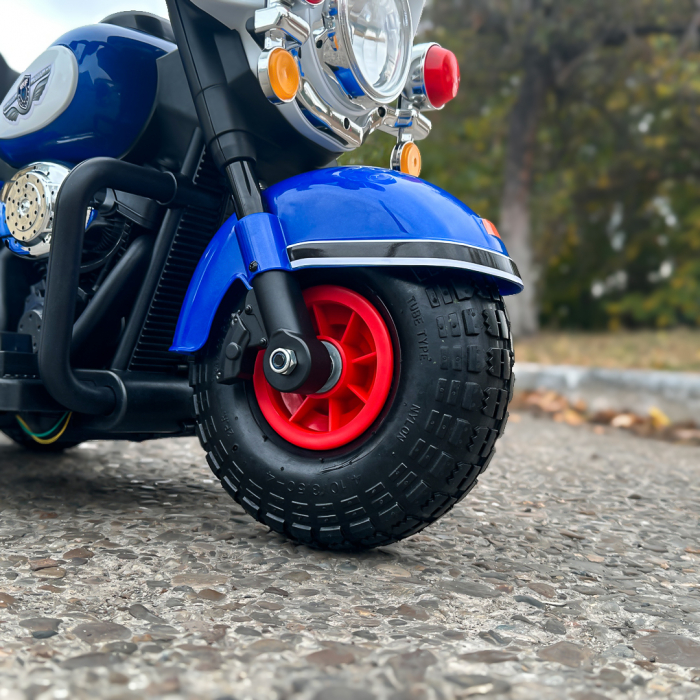 Ride-on motorcycle for children with remote control, inflatable wheels, leather seat, model BJLT609, 50W, 6V-7Ah, blue [13]