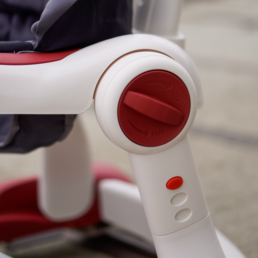 5-in-1 Baby Walker, Rocker, Jumper, Parental Handle, Sun Canopy, Steering Wheel, Lights and Music, Adjustable and Foldable, red [14]