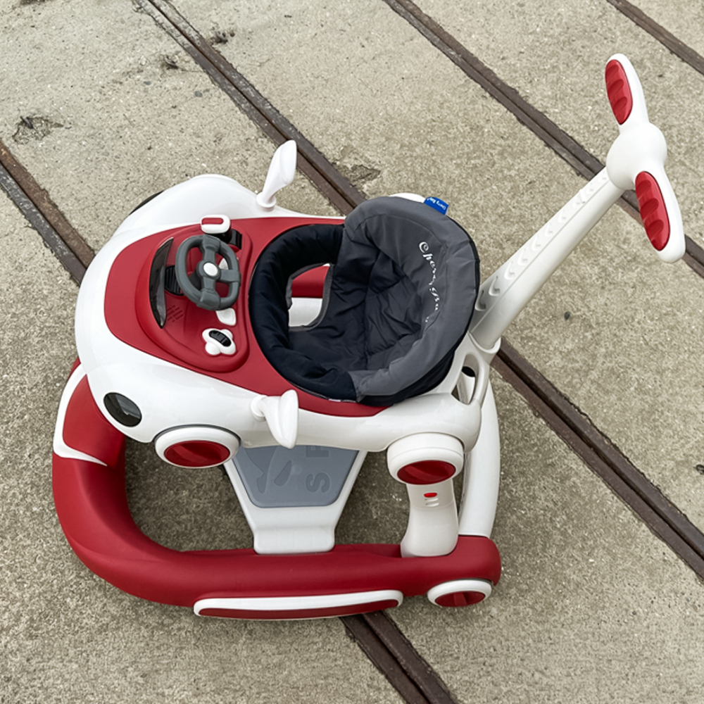 5-in-1 Baby Walker, Rocker, Jumper, Parental Handle, Sun Canopy, Steering Wheel, Lights and Music, Adjustable and Foldable, red [12]