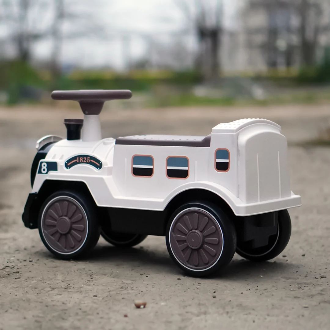 Vintage Train Ride-On Walker for Children, EVA Wheels, 18–30 Months, White [5]