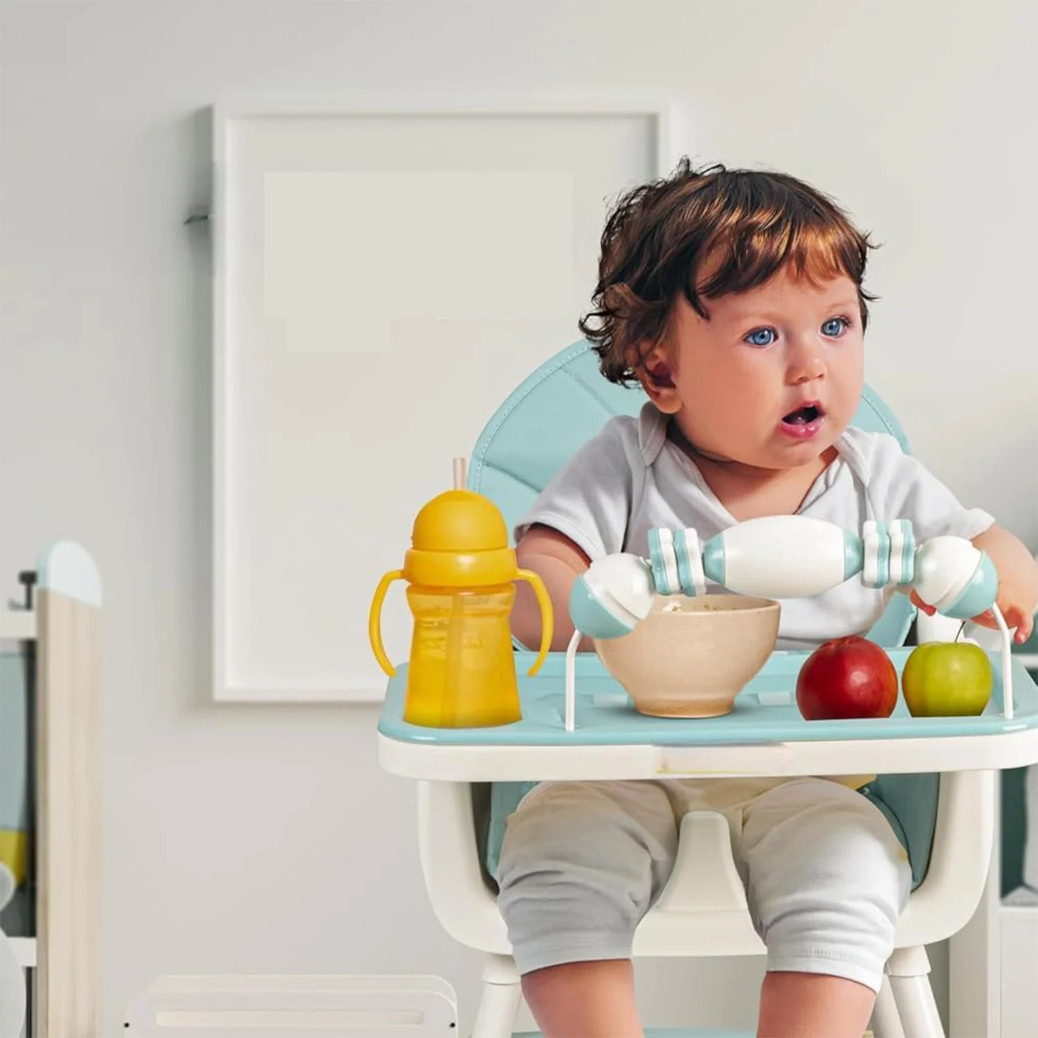 Children’s High Chair & Play Chair, Suitable for Ages 6–36 Months, Adjustable Height, Removable Tray, Safety Harness, green [2]