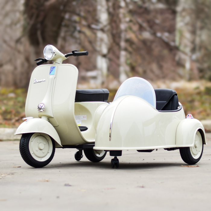 Ride-on scooter for children, licensed Piaggio VESPA 150 VL1T, 110W, 12V, 10Ah, beige [4]