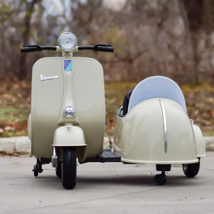 Ride-on scooter for children, licensed Piaggio VESPA 150 VL1T, 110W, 12V, 10Ah, beige [2]